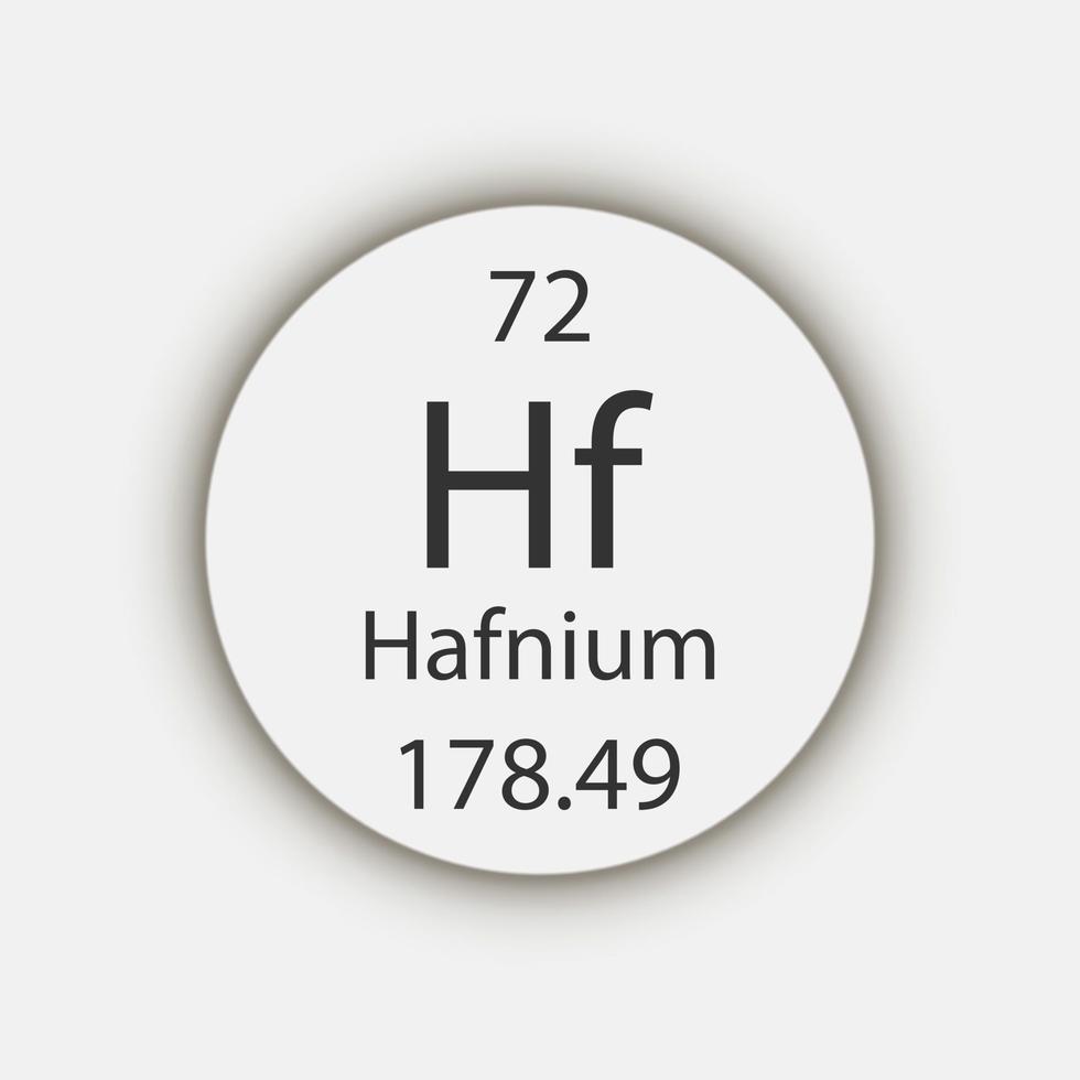 hafnium symbol. kemiskt element i det periodiska systemet. vektor illustration.