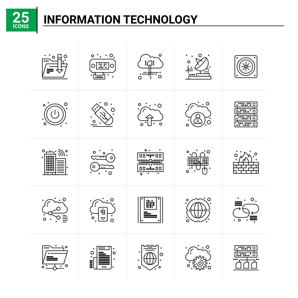 25 gesetzter Vektorhintergrund der Informationstechnologieikone vektor