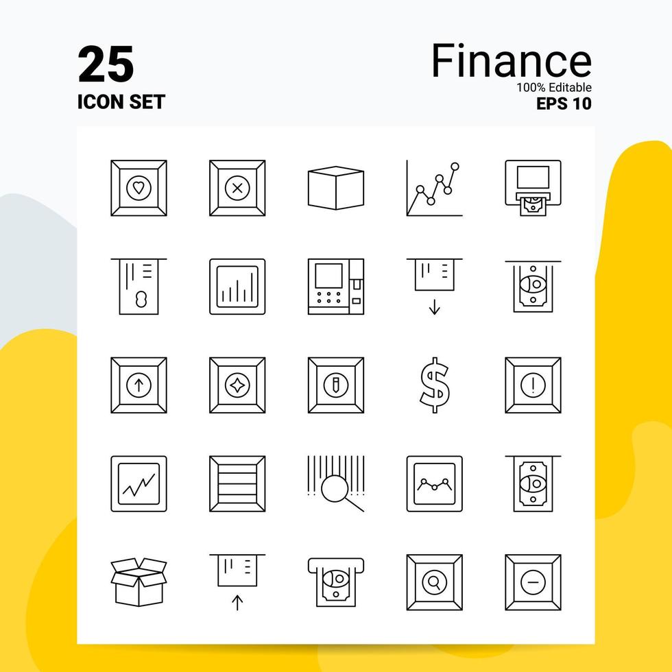 25 finansiera ikon uppsättning 100 redigerbar eps 10 filer företag logotyp begrepp idéer linje ikon design vektor