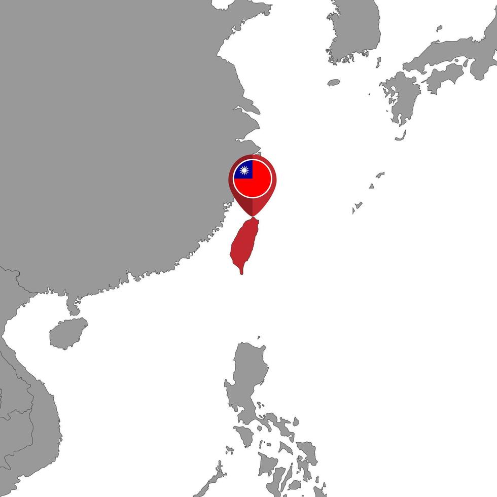 stift karta med Taiwan flagga på världen map.vector illustration. vektor
