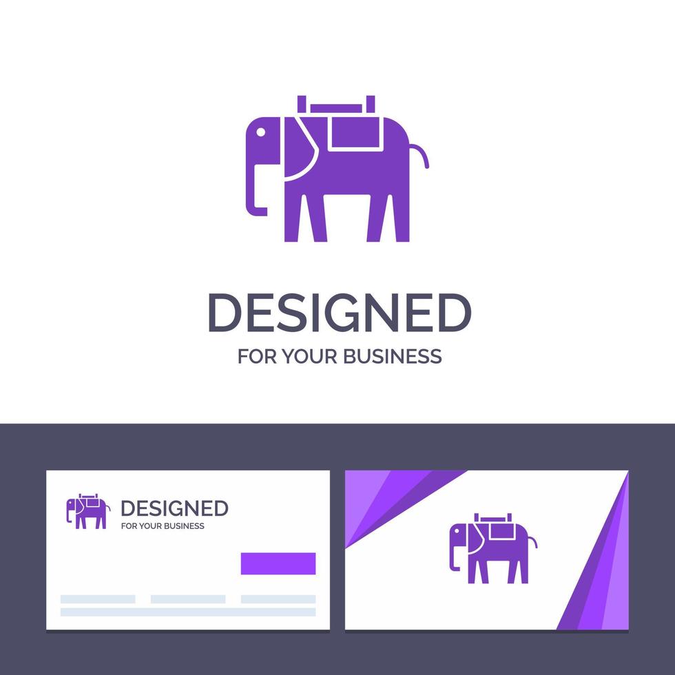 kreative visitenkarte und logo-vorlage afrika tierischer elefant indische vektorillustration vektor