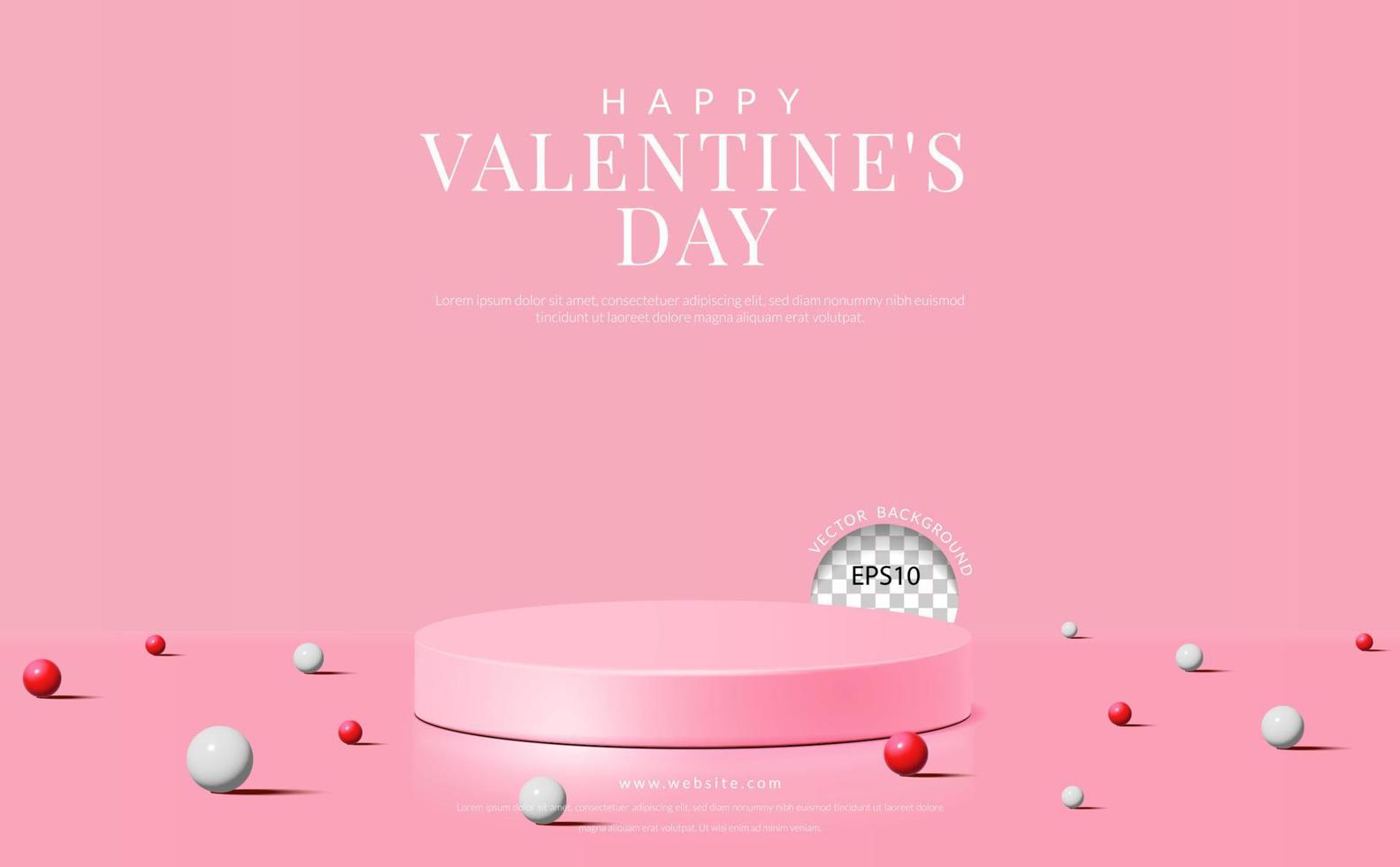 Valentinstag Hintergrund. rosa podium mit ball für produktanzeige, realistische vektorillustration 3d vektor