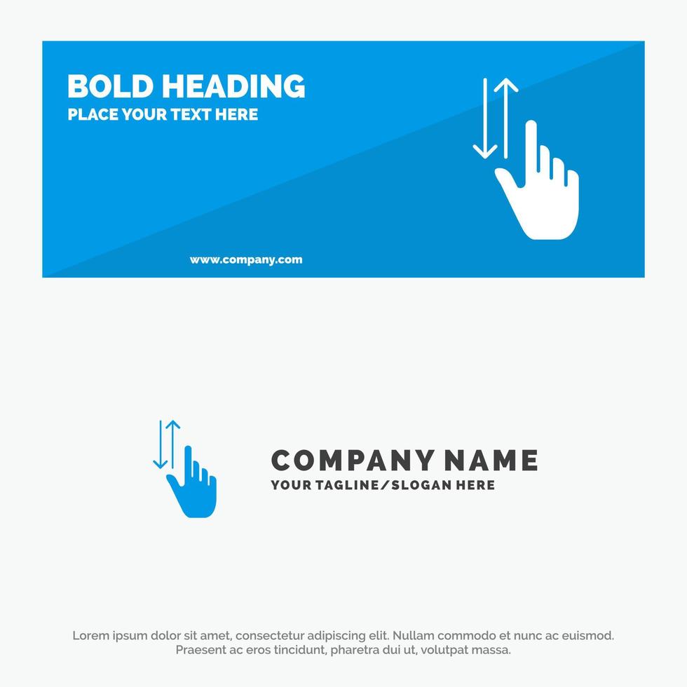 Fingergesten mit der Hand nach oben nach unten solides Symbol Website-Banner und Business-Logo-Vorlage vektor