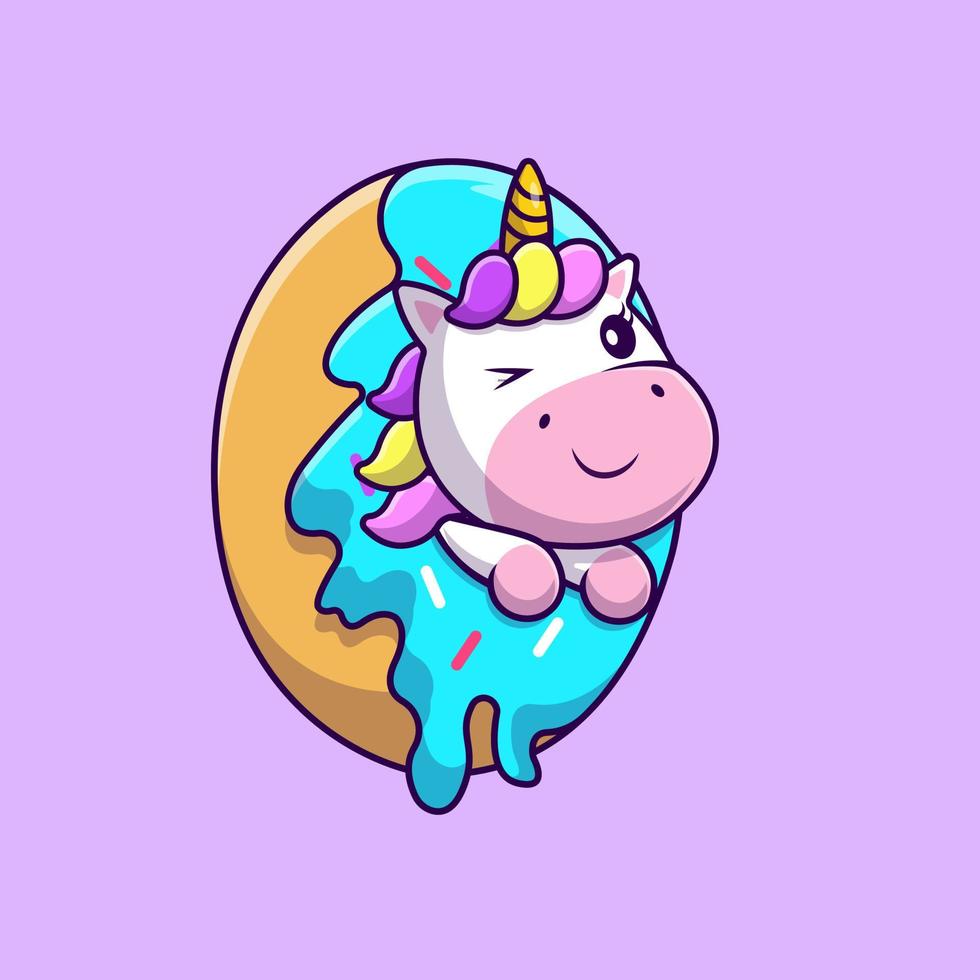 niedliche einhorn donut cartoon vektor symbole illustration. flaches karikaturkonzept. geeignet für jedes kreative Projekt.