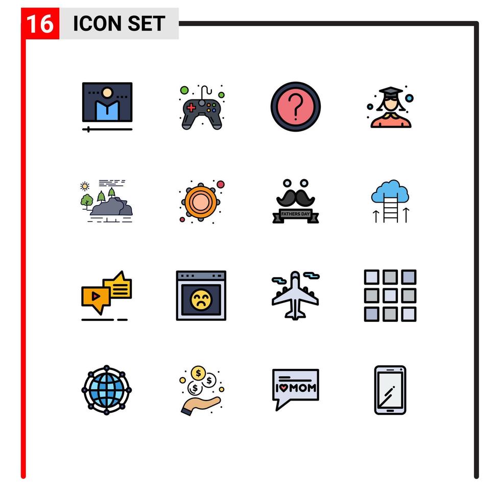 uppsättning av 16 modern ui ikoner symboler tecken för kvinna gradering video spel kvinna info redigerbar kreativ vektor design element