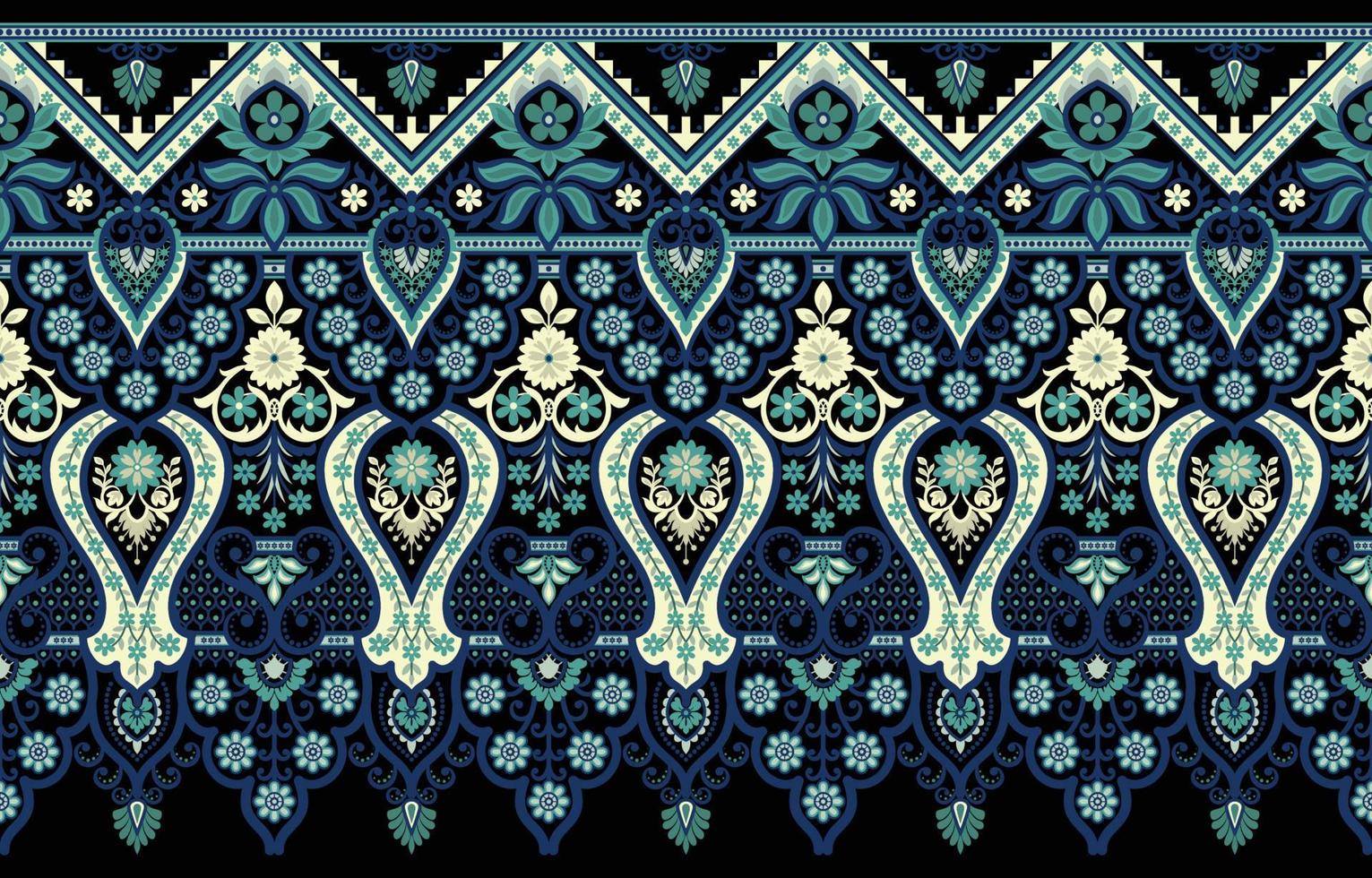 textil- blomma gräns mönster på bakgrund vektor