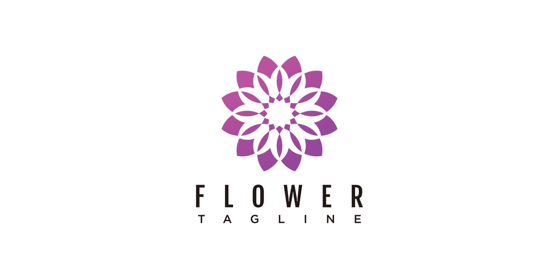 dahlia blomma logotyp design illustration ikon vektor