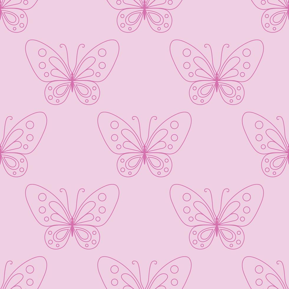 Allt rosa fjäril upprepa mönster vektor