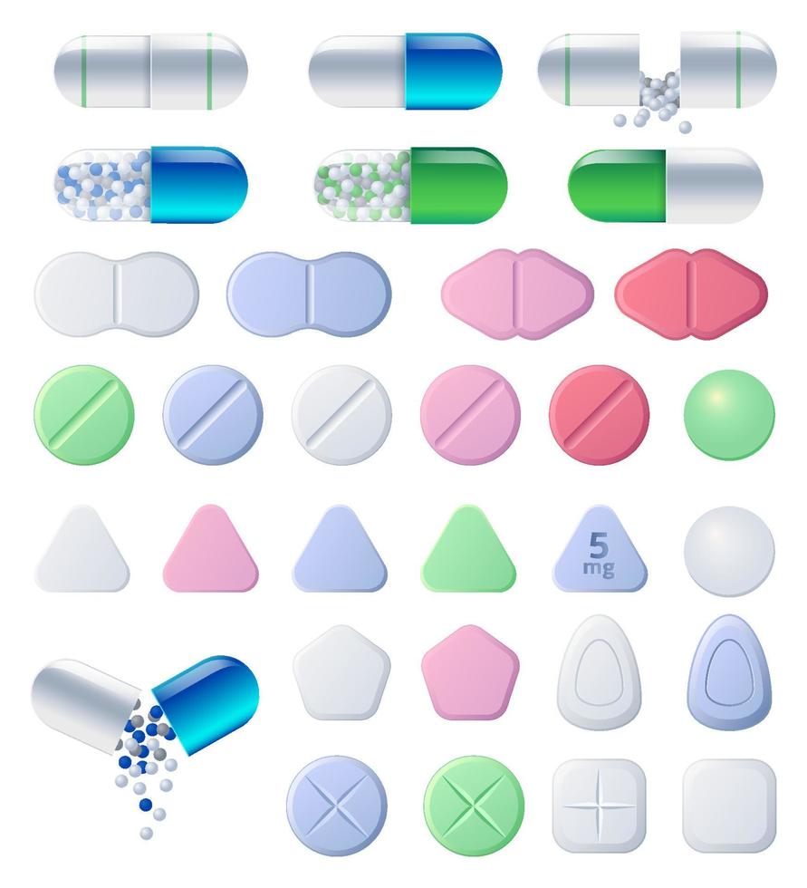 pillen, tabletten und medikamente, kapselsatz vektor