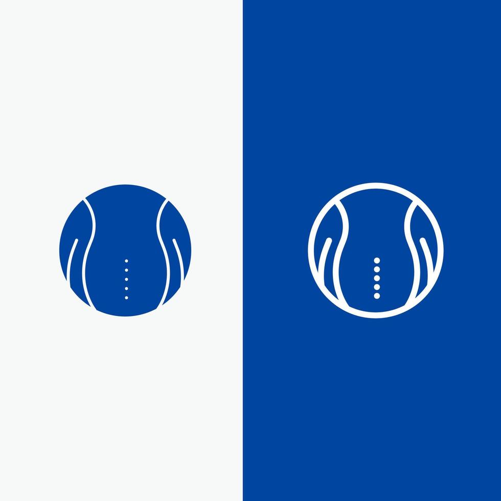 Balltennis Sportspiel Linie und Glyphe festes Symbol blaues Banner Linie und Glyphe festes Symbol blaues Banner vektor