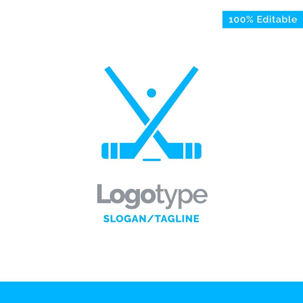 emblem hockey eisstock klebt blau solide logo vorlage platz für tagline vektor