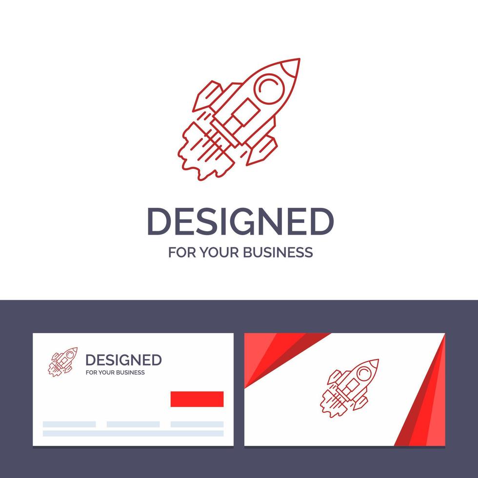 kreativ företag kort och logotyp mall börja företag mål lansera uppdrag rymdskepp vektor illustration