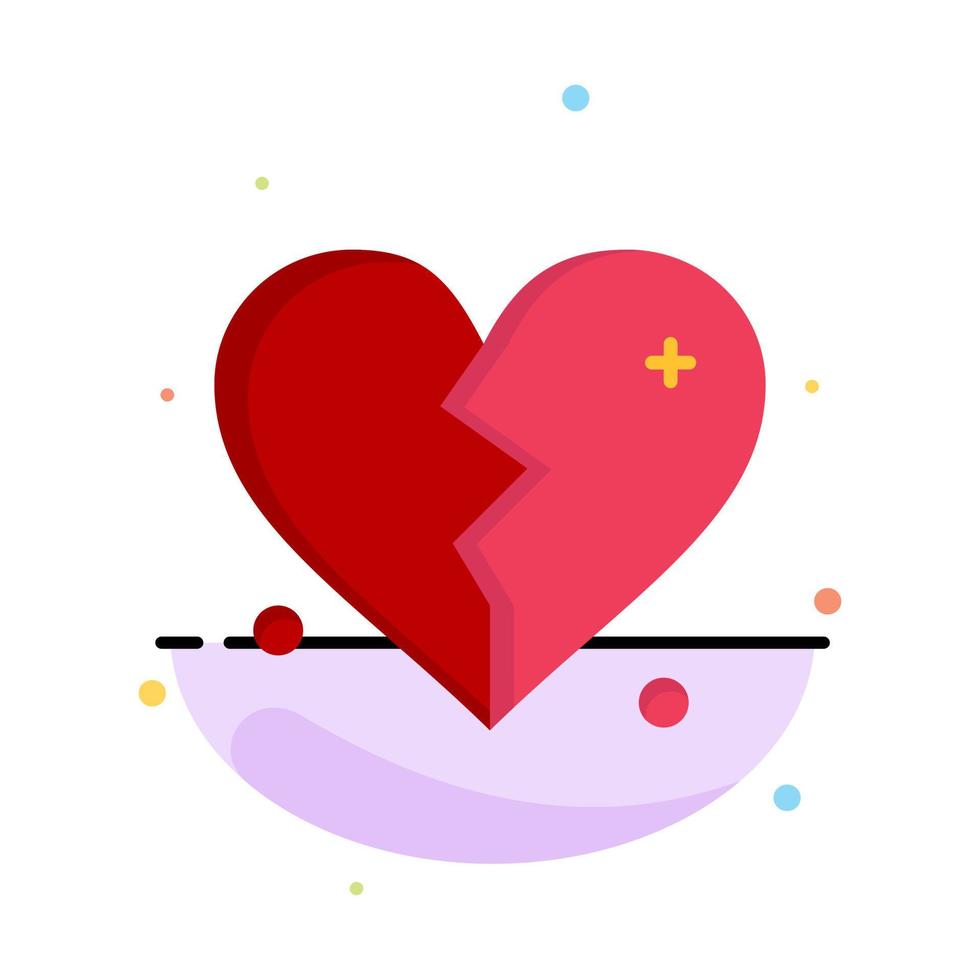 bruten kärlek hjärta bröllop abstrakt platt Färg ikon mall vektor