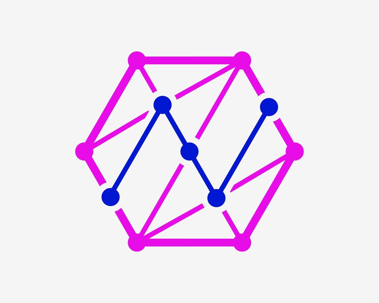 Verbindung Mesh Technologie digitales Netzwerk Hexagon Analyse Wachstum Innovation Vektor Logo Design