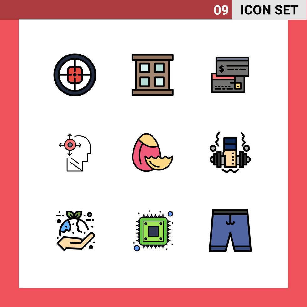9 tematiska vektor fylld linje platt färger och redigerbar symboler av ägg själv direkt betalning omvandla direkt redigerbar vektor design element
