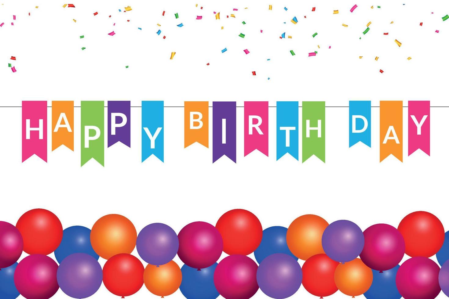 platt Lycklig födelsedag design med ballonger vektor