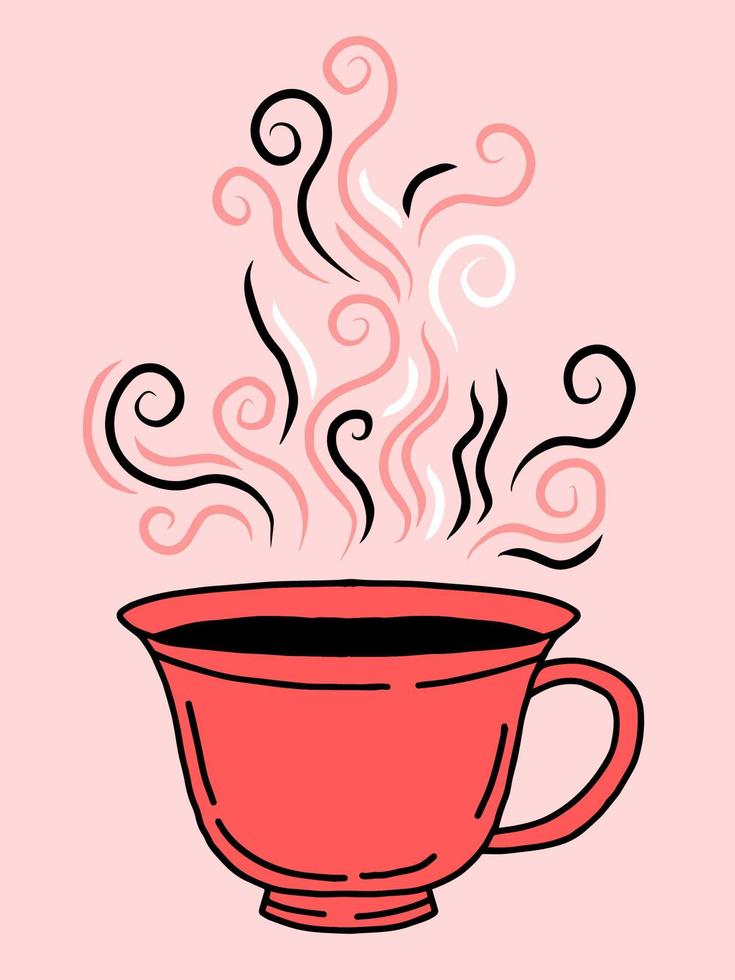 druck design illustration farbe kaffee oder tee vintage vektor