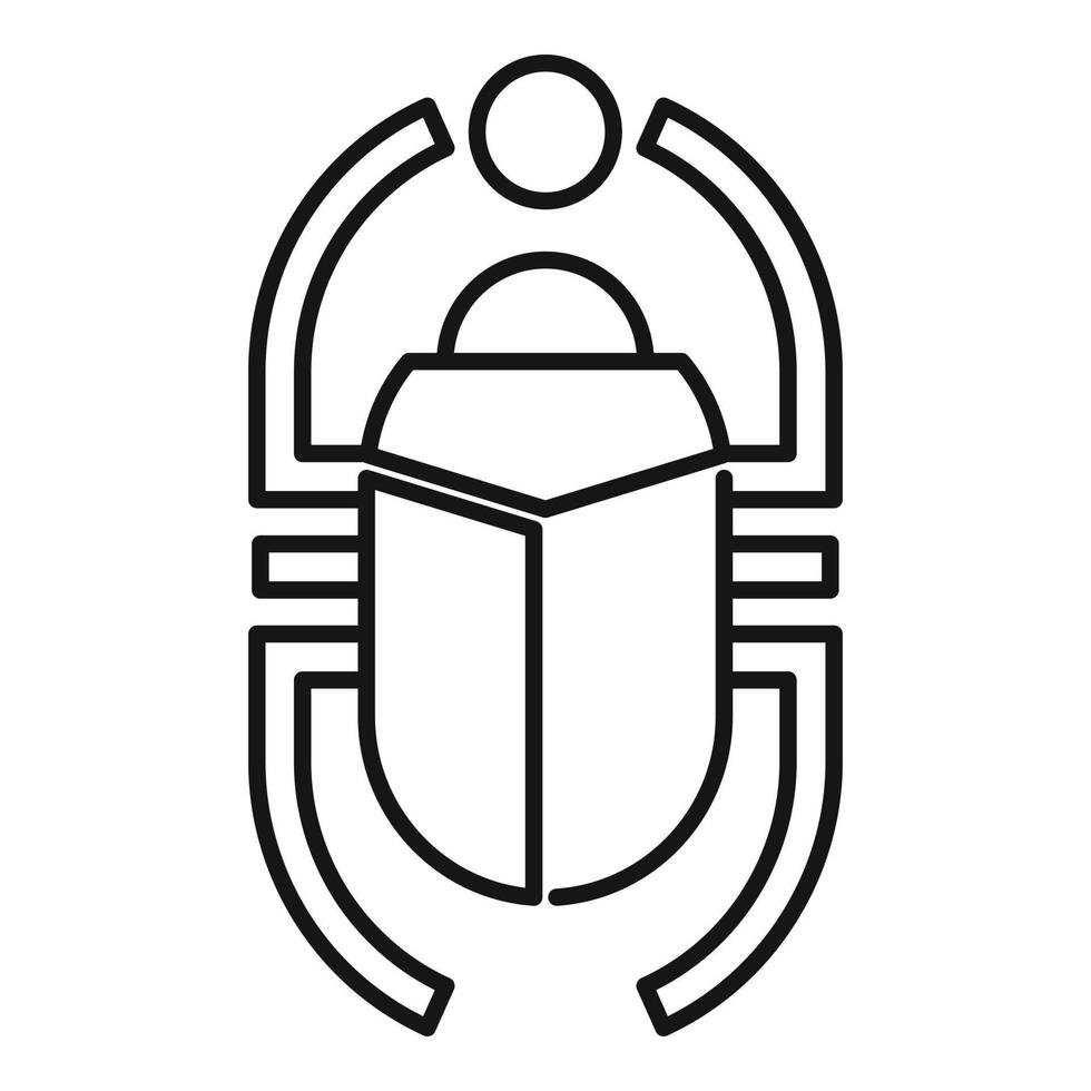 egypten scarab skalbagge ikon, översikt stil vektor