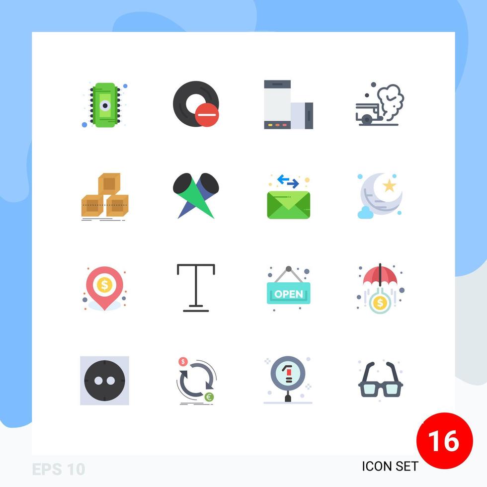 platt Färg packa av 16 universell symboler av förorening bil hårdvara luft rotera redigerbar packa av kreativ vektor design element