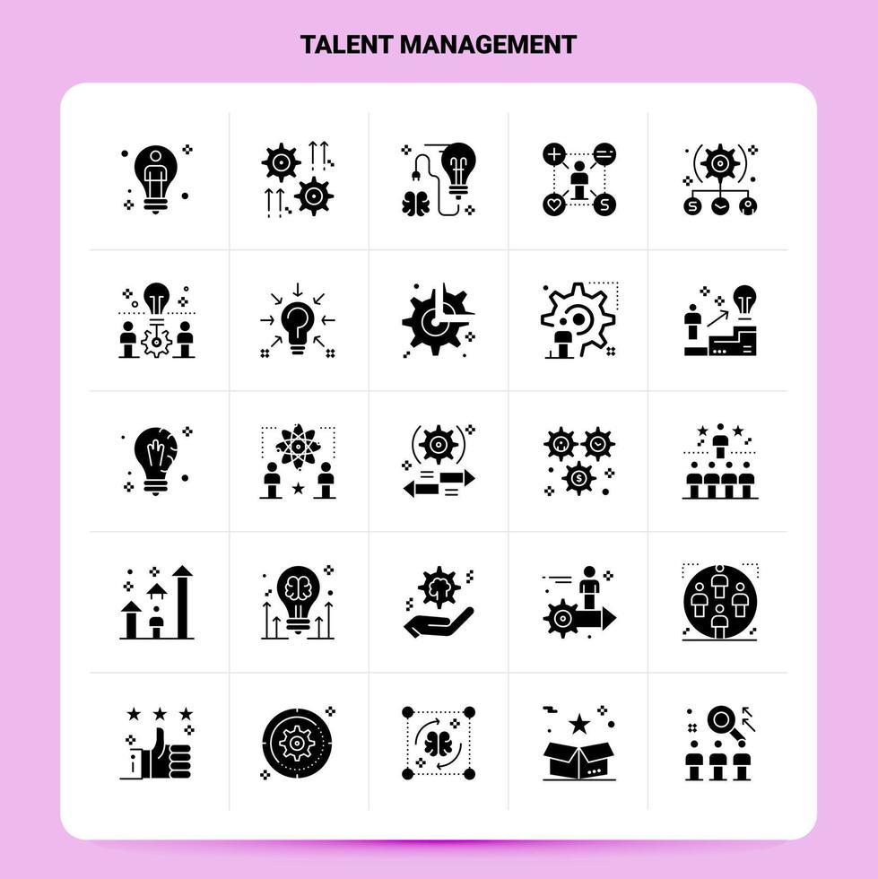 solide 25 Talent Management Icon Set Vektor Glyphe Stil Design schwarze Icons Set Web und mobile Geschäftsideen Design Vektor Illustration