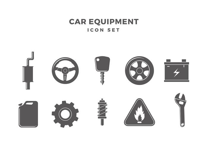 Auto-Ausrüstung Icon Set Free Vector
