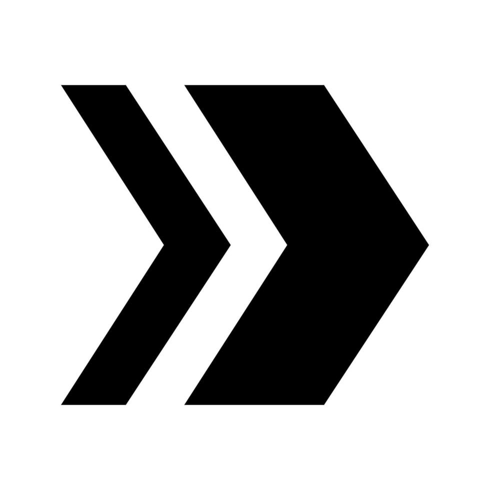 dubbel- pil. två pilar. riktning pekare. svart pil ikon ange till de höger. vektor illustration