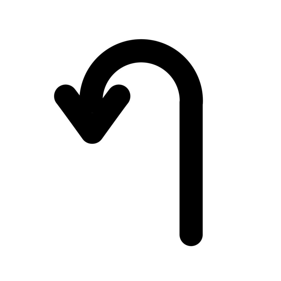 Symbol für gebogene Pfeillinie. Der schwarze Pfeil zeigt eine Linkskurve an. schwarzer Richtungszeiger. Vektor-Illustration vektor