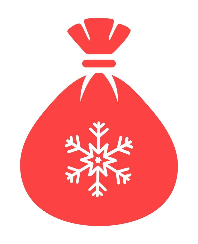 Geschenkbeutel-Symbol isoliert. weihnachtsgeschenktütenillustration mit schneeflockenmuster. festliches dekoratives element vektor