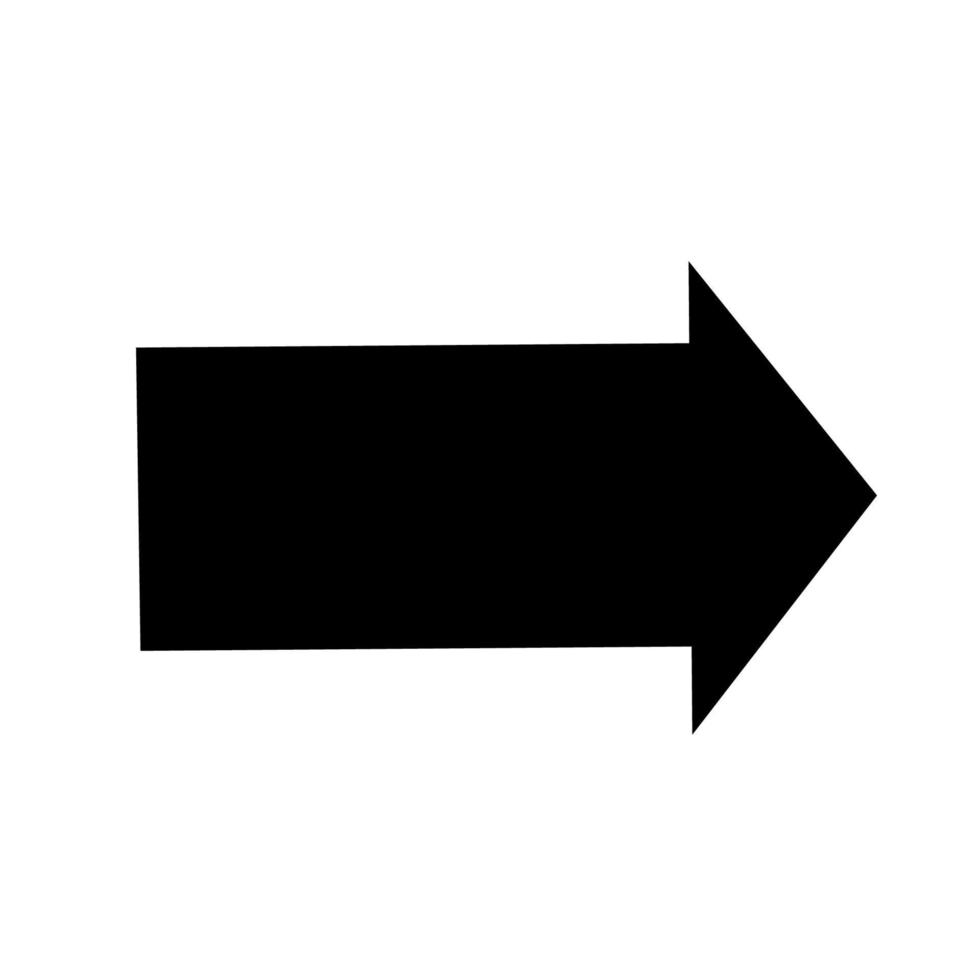 gerades Pfeilsymbol. schwarzer Vektorpfeil, der nach rechts zeigt. schwarzer Richtungszeiger vektor