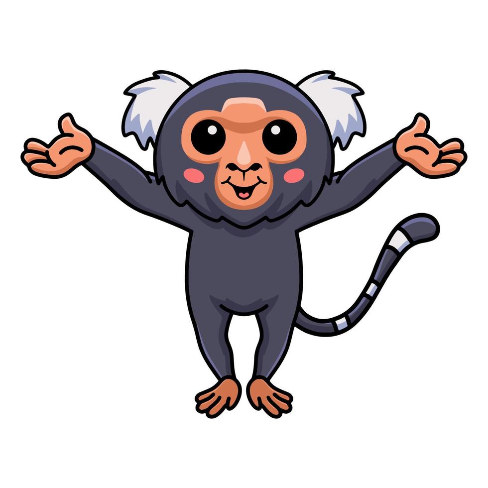 niedlicher Zwergäffchen-Affen-Cartoon, der die Hände hebt vektor