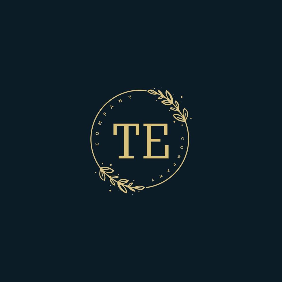 anfängliches te-schönheitsmonogramm und elegantes logo-design, handschriftlogo der ersten unterschrift, hochzeit, mode, blumen und botanik mit kreativer vorlage. vektor