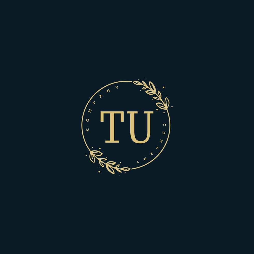 anfängliches tu-schönheitsmonogramm und elegantes logo-design, handschriftliches logo der ersten unterschrift, hochzeit, mode, blumen und botanik mit kreativer vorlage. vektor