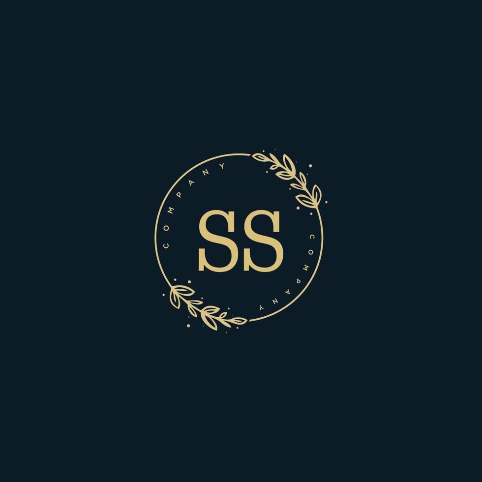 anfängliches ss-schönheitsmonogramm und elegantes logo-design, handschriftliches logo der ersten unterschrift, hochzeit, mode, blumen und botanik mit kreativer vorlage. vektor