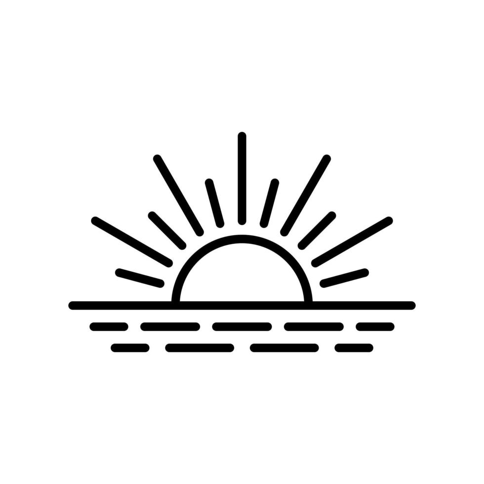 Sonnenaufgang, Sonnenuntergang-Symbol im Linienstil-Design isoliert auf weißem Hintergrund. editierbarer Strich. vektor