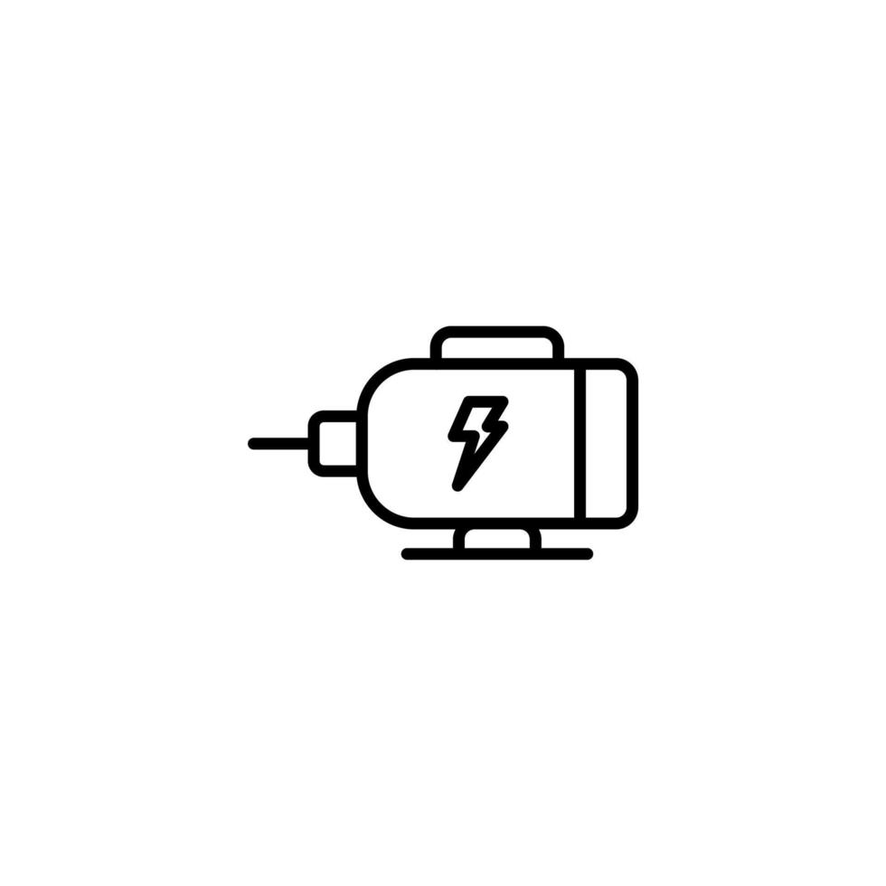 Vektorzeichen des Elektromotorsymbols wird auf einem weißen Hintergrund lokalisiert. Farbe des Vektorillustrationssymbols editierbar. vektor