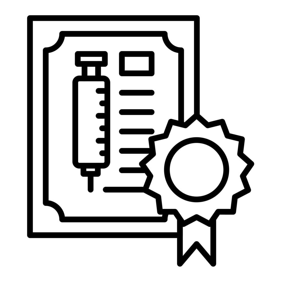 vaccination certifikat linje ikon vektor