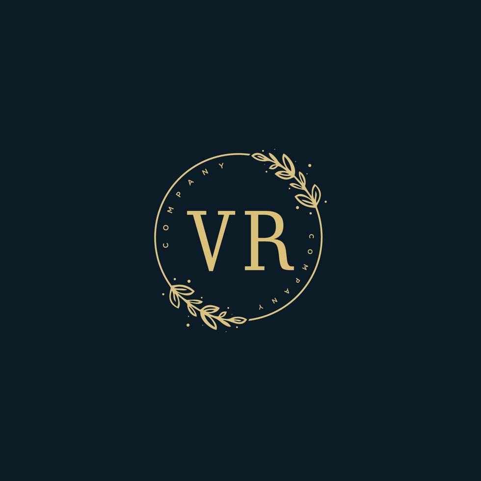 första vr skönhet monogram och elegant logotyp design, handstil logotyp av första signatur, bröllop, mode, blommig och botanisk med kreativ mall. vektor