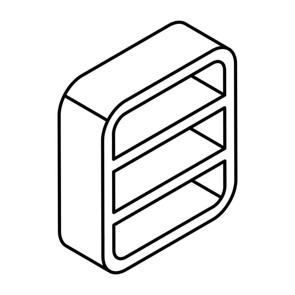 ett ikon av bokhylla i platt isometrisk design tillgängliga för omedelbar ladda ner vektor