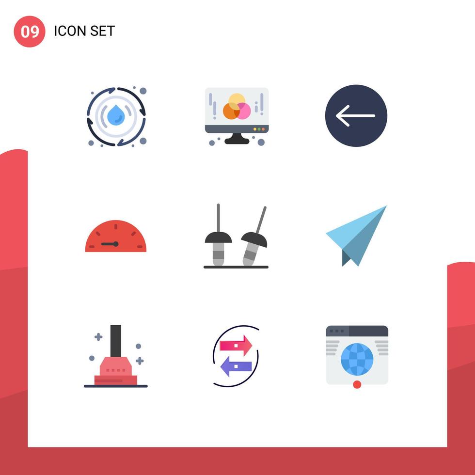 mobile schnittstelle flacher farbsatz von 9 piktogrammen von sportfechten kreativer leistungsstrich editierbare vektordesignelemente vektor
