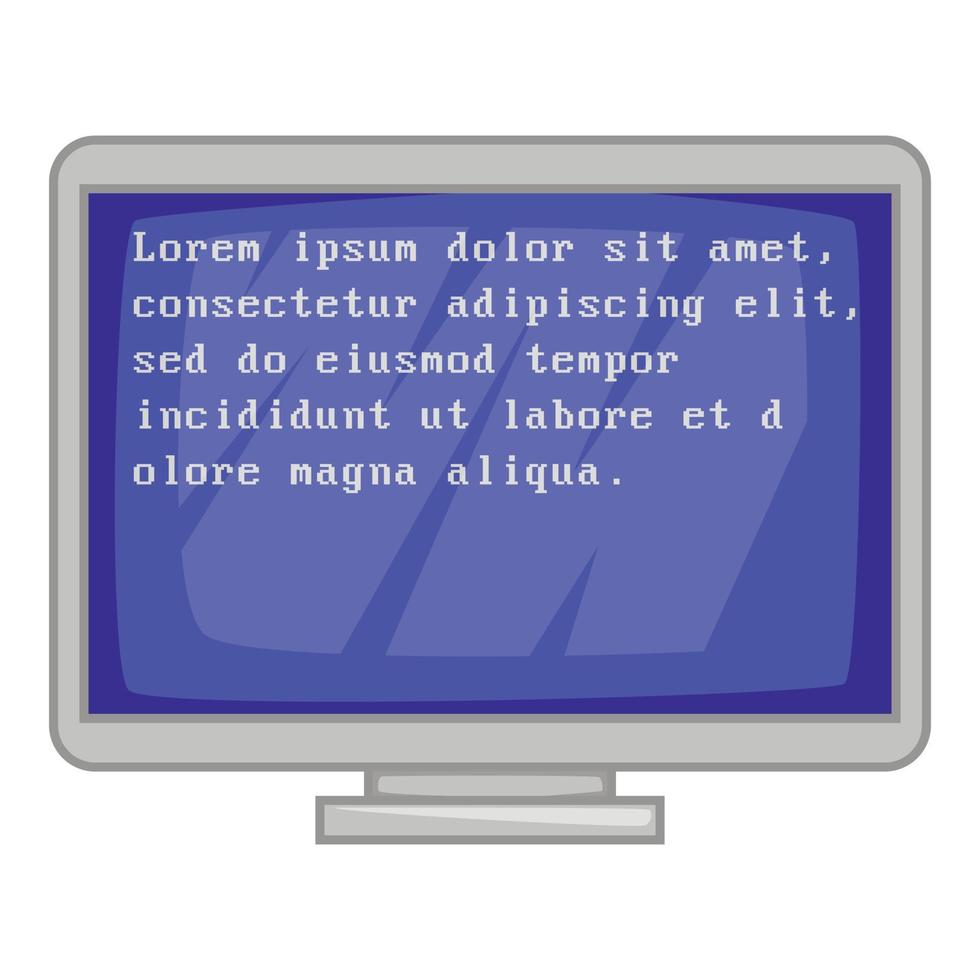 blå dator skärm med text ikon, tecknad serie stil vektor