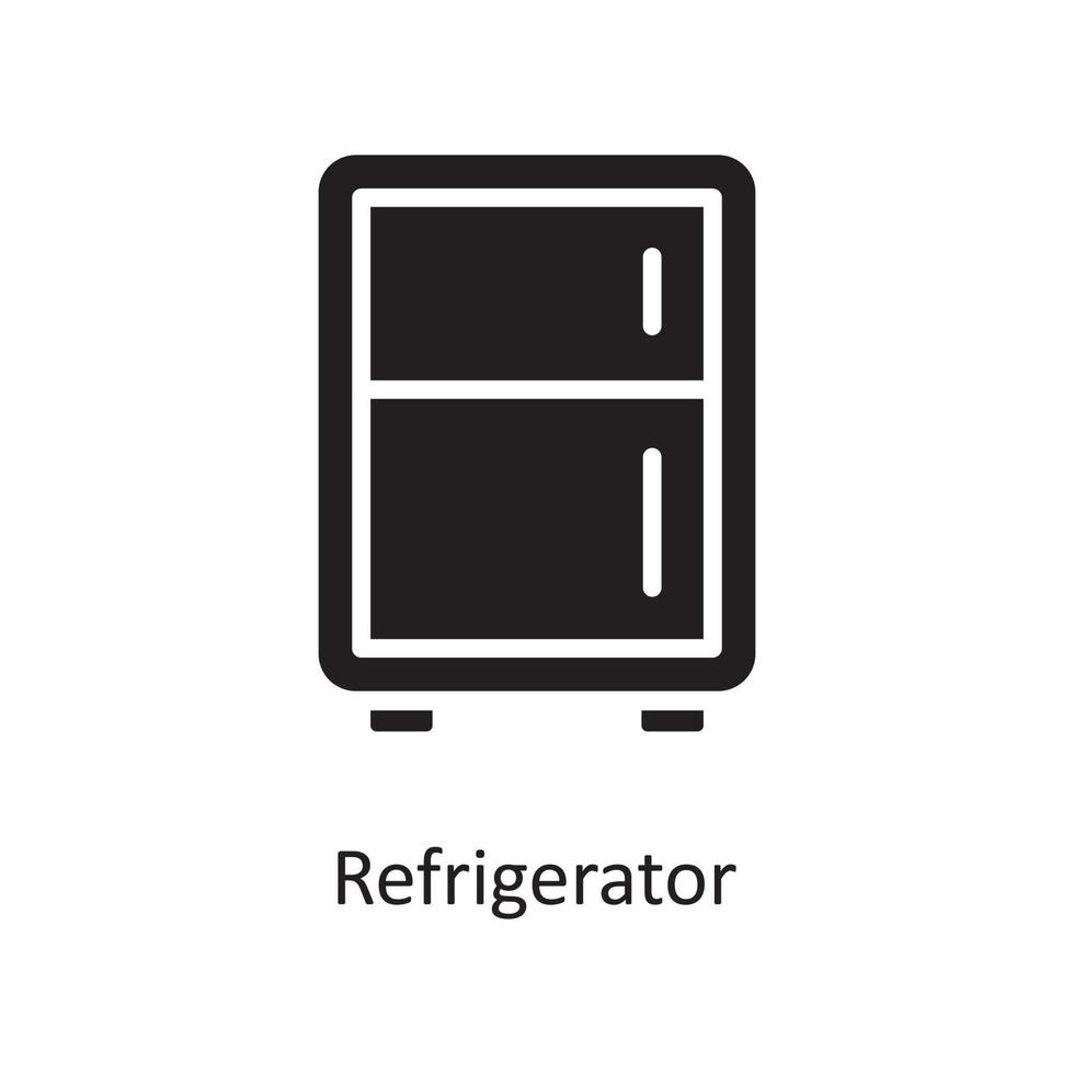 Kühlschrank Vektor solide Icon Design Illustration. Housekeeping-Symbol auf weißem Hintergrund Eps 10-Datei