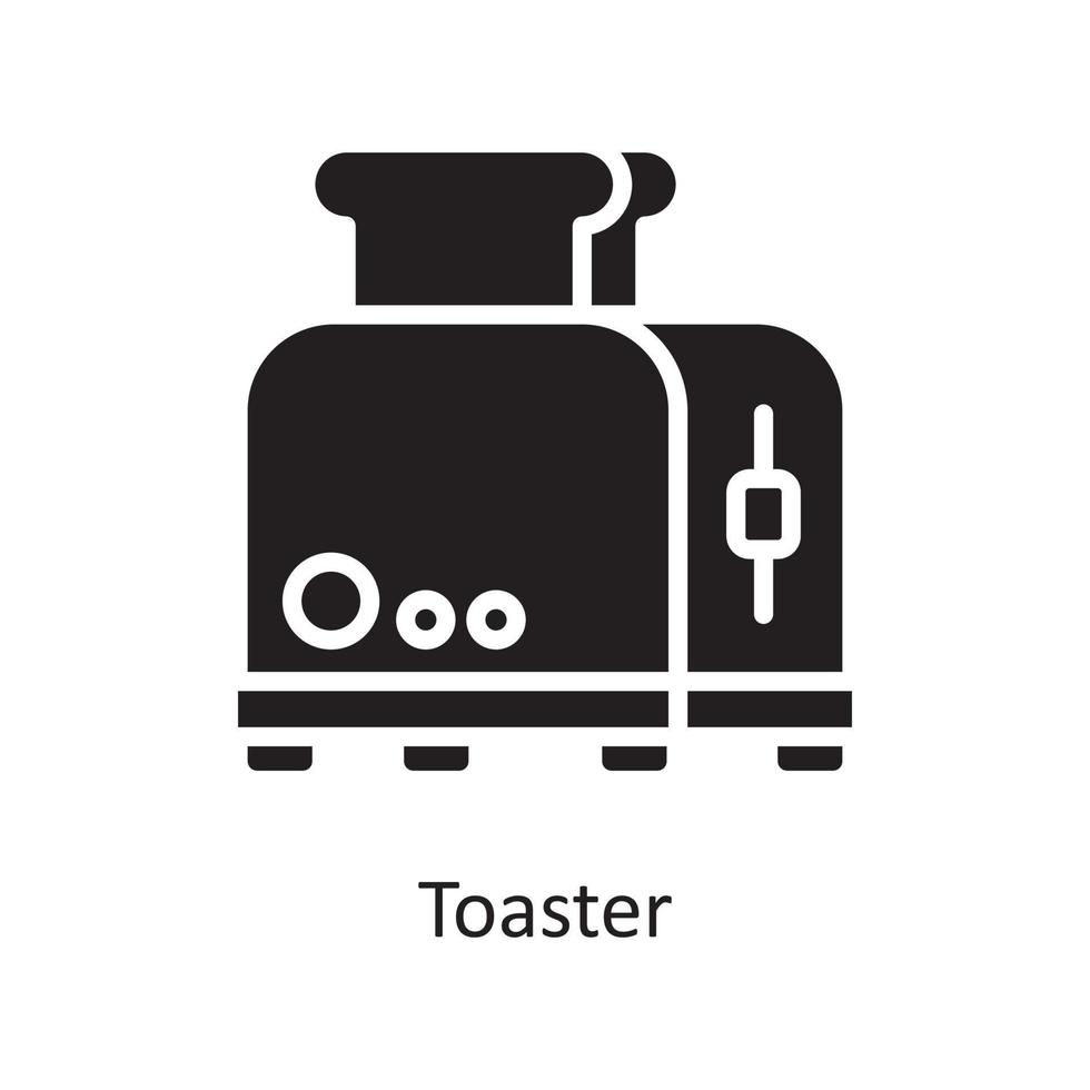 Toaster Vektor solide Icon Design Illustration. Housekeeping-Symbol auf weißem Hintergrund Eps 10-Datei