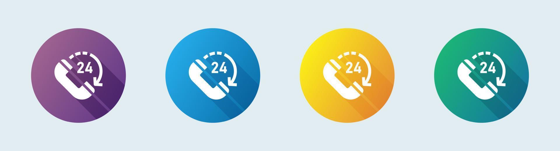 24 timmar fast ikon i platt design stil. service tid tecken vektor illustration.
