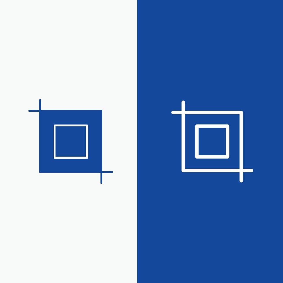 Zuschneidewerkzeug Transformationslinie und Glyphe solides Symbol blaues Banner Linie und Glyphe solides Symbol blaues Banner vektor