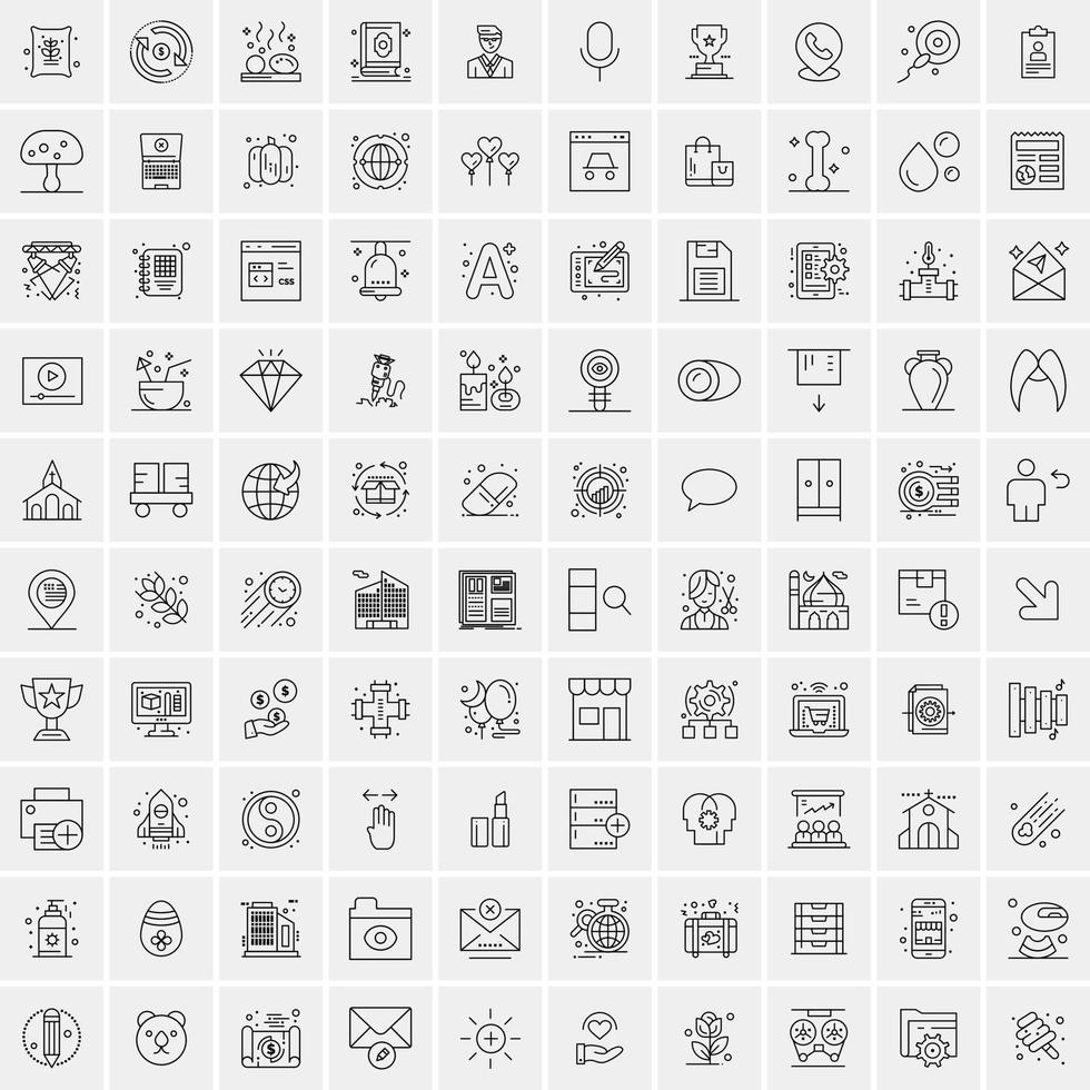 uppsättning av 100 kreativ företag linje ikoner vektor