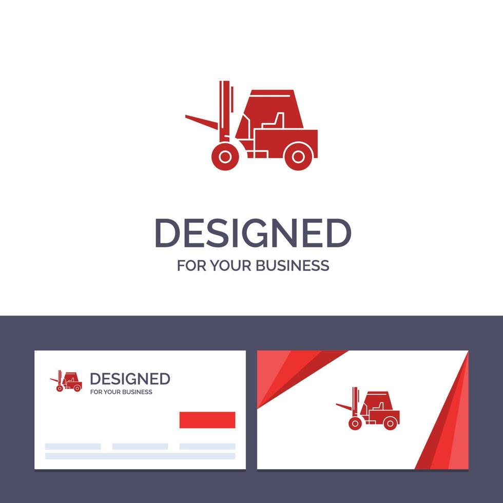 kreativ företag kort och logotyp mall lyftaren lyft lastbil transport vektor illustration