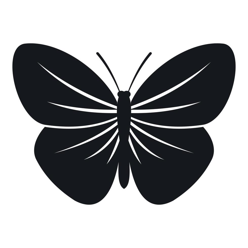 svart fjäril ikon, enkel stil vektor