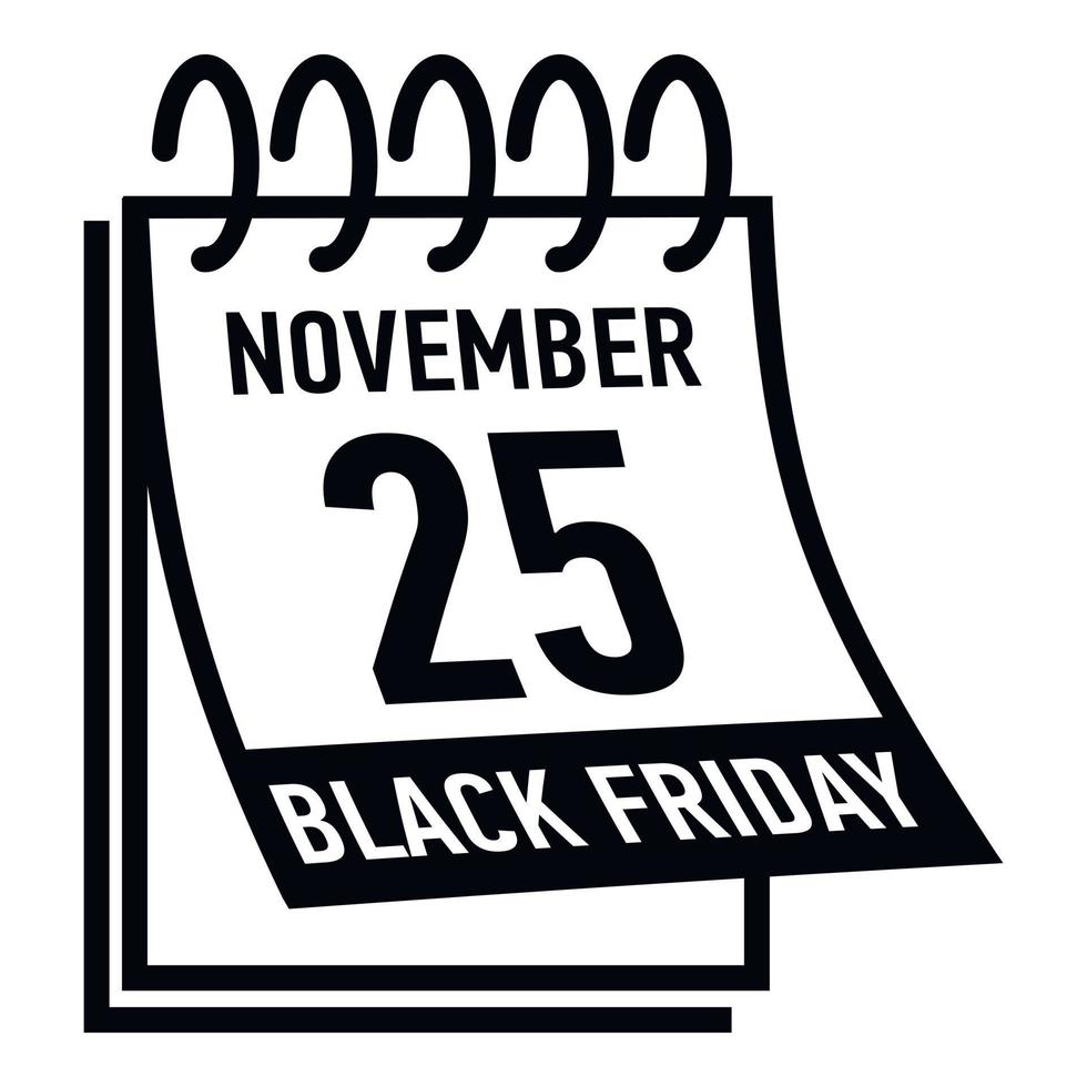 kalender tjugo femte november svart fredag ikon vektor