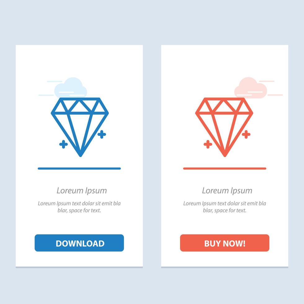 Diamant E-Commerce-Schmuck Juwel Blau und Rot Jetzt herunterladen und kaufen Web-Widget-Kartenvorlage vektor