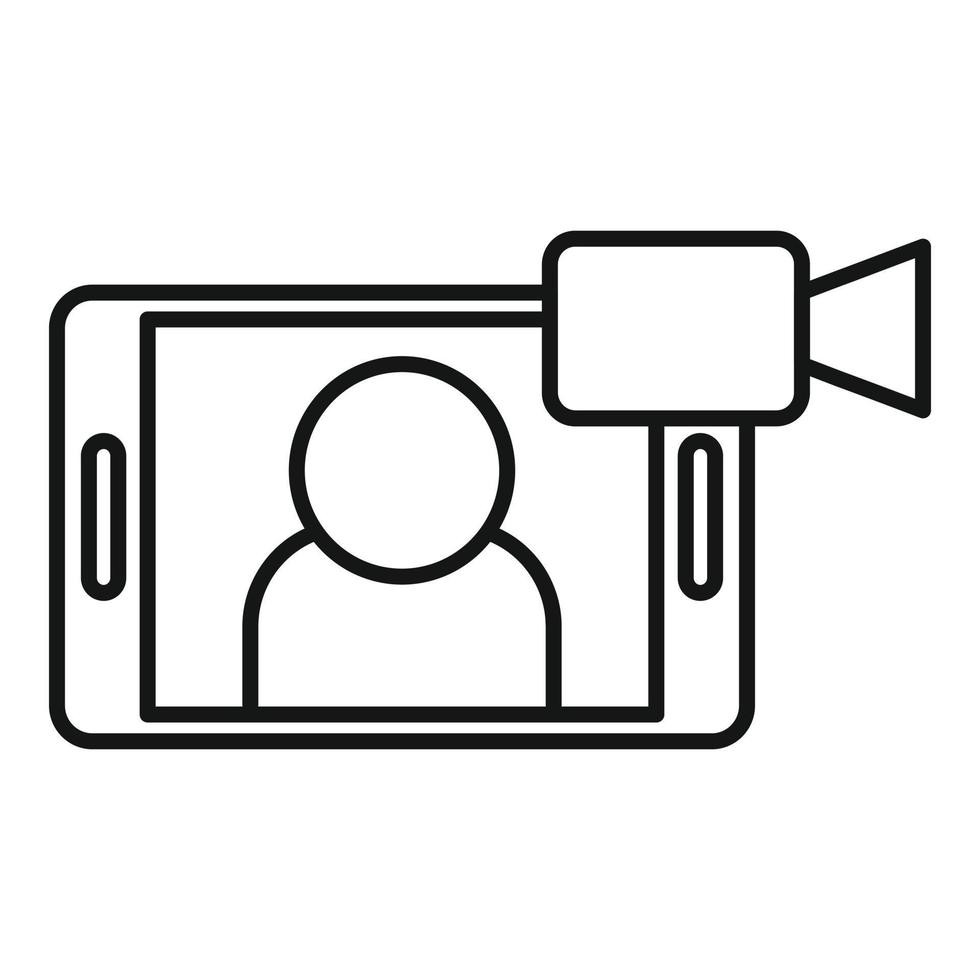 Telefon-Videoanruf-Symbol, Umrissstil vektor